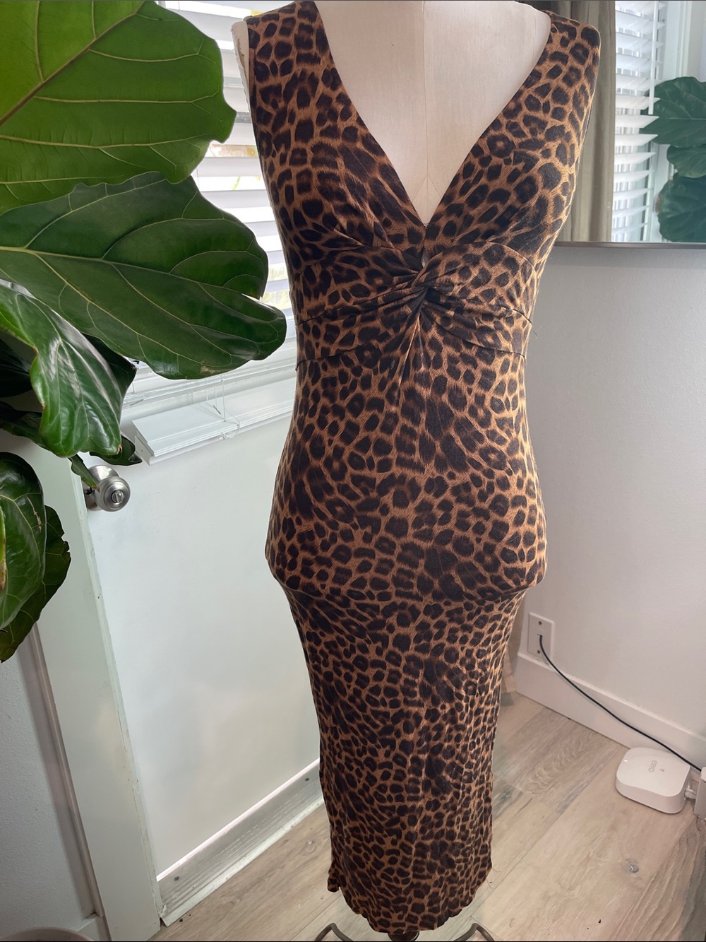 Blu Life Leopard Print Twist-Front Sleeveless Dress - Brown